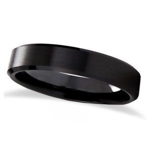 Brushed Center and Beveled Edge Black Tungsten Wedding Band 4mm - All