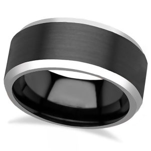 Beveled Edge with Black Brushed Carbide Tungsten Wedding Band 7mm - All