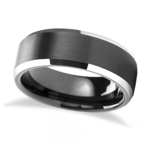 Beveled Edge with Black Brushed Carbide Tungsten Wedding Band 6mm - All