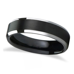 Beveled Edge with Black Brushed Carbide Tungsten Wedding Band 4mm - All