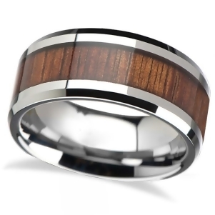 Beveled Inlaid Wood Carbide Tungsten Wedding Band 8mm - All