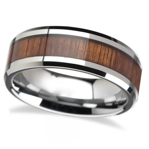 Beveled Inlaid Wood Carbide Tungsten Wedding Band 6mm - All