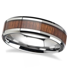 Beveled Inlaid Wood Carbide Tungsten Wedding Band 4mm - All