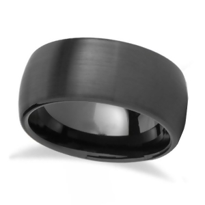 Brushed Finish Round Black Tungsten Carbide Wedding Band 10mm - All