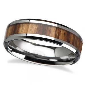 Beveled Edges and Real Zebra Wood Inlay Tungsten Wedding Band 4mm - All