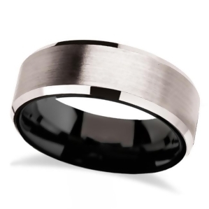 Beveled Edges and Black Interior White Tungsten Wedding Band 8mm - All