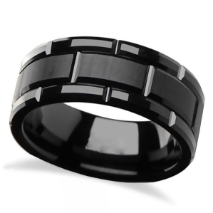 Brushed Center and Beveled Carbide Black Tungsten Wedding Band 10mm - All