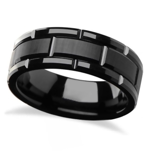 Brushed Center and Beveled Carbide Black Tungsten Wedding Band 8mm - All