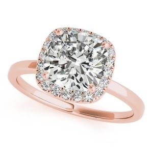 Cushion Solitaire Diamond Halo Engagement Ring 18k Rose Gold 1.00ct - All