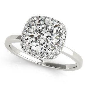 Cushion Solitaire Diamond Halo Engagement Ring Platinum 1.00ct - All