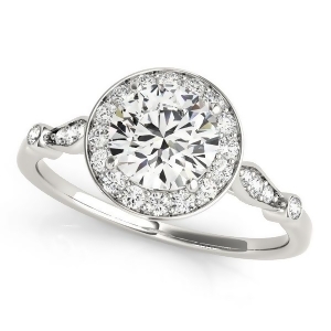 Round Diamond Halo Engagement Ring 18k White Gold 1.17ct - All
