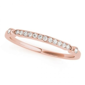 Unique Stackable Diamond Ring Band 14k Rose Gold 0.08ct - All