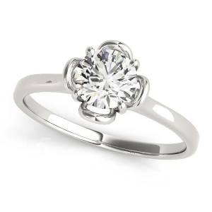 Diamond Solitaire Clover Engagement Ring 14k White Gold 0.33ct - All