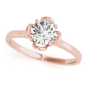 Diamond Solitaire Clover Engagement Ring 14k Rose Gold 0.33ct - All