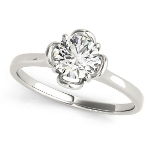 Diamond Solitaire Clover Engagement Ring Palladium 0.33ct - All