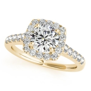 Square Halo Round Diamond Engagement Ring 14k Yellow Gold 1.38ct - All