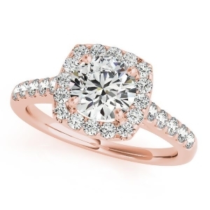 Square Halo Round Diamond Engagement Ring 14k Rose Gold 1.38ct - All