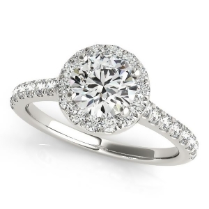 Round Diamond Halo Engagement Ring 18k White Gold 1.33ct - All