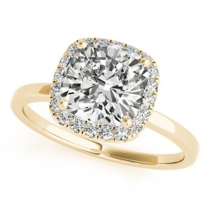 Cushion Solitaire Diamond Halo Engagement Ring 14k Yellow Gold 1.00ct - All