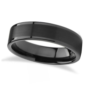 Brushed Center and Polished Edges Black Tungsten Wedding Band 4mm - All
