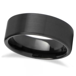 Brushed Finish Flat Carbide Black Tungsten Wedding Band 8mm - All