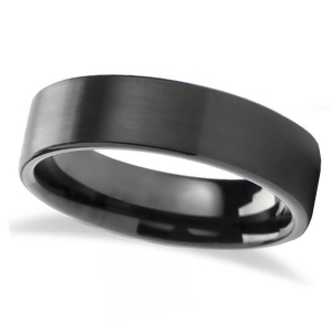 Brushed Finish Flat Carbide Black Tungsten Wedding Band 6mm - All