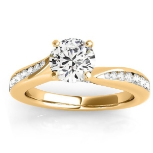 Graduated Diamond Swirl Engagement Ring 18k Yellow Gold 0.28ct - All
