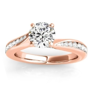 Graduated Diamond Swirl Engagement Ring 18k Rose Gold 0.28ct - All