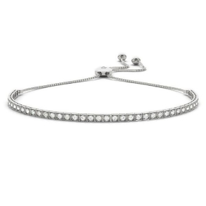 Bolo Adjustable Fashion Diamond Tennis Bracelet 14k White Gold 0.69ct - All