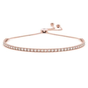 Bolo Adjustable Fashion Diamond Tennis Bracelet 14k Rose Gold 0.69ct - All