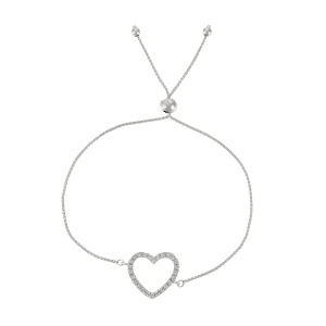 Bolo Diamond Heart Adjustable Bracelet 14k White Gold 0.25ct - All