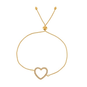 Bolo Diamond Heart Adjustable Bracelet 14k Yellow Gold 0.25ct - All