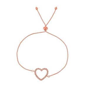 Bolo Diamond Heart Adjustable Bracelet 14k Rose Gold 0.25ct - All