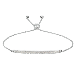 Flexible Rope Friendship Bolo Bar Diamond Bracelet 14k White Gold 0.20ct - All