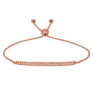 Flexible Rope Friendship Bolo Bar Diamond Bracelet 14k Rose Gold 0.20ct - All