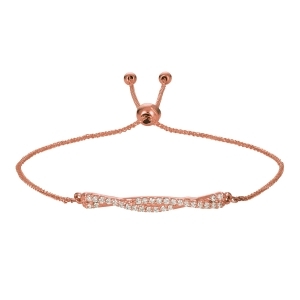 Flexible Bolo Twisted Diamond Bracelet 14k Rose Gold 0.25ct - All