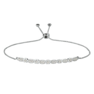 Bolo Marquise and Dot Diamond Bracelet 14k White Gold 0.26ct - All