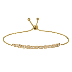 Bolo Marquise and Dot Diamond Bracelet 14k Yellow Gold 0.26ct - All