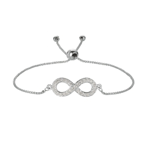 Bolo Diamond Infinity Adjustable Bracelet 14k White Gold 0.25ct - All