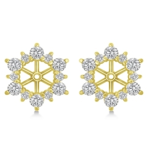 Diamond Flower Halo Earring Jackets 14k Yellow Gold 1.20ct - All