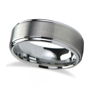 Raised Center Brushed Finish Tungsten Wedding Band 7mm - All