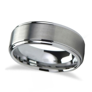 Raised Center Brushed Finish Tungsten Wedding Band 6mm - All