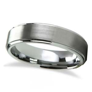 Raised Center Brushed Finish Tungsten Wedding Band 4mm - All