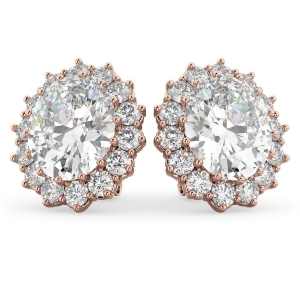 Oval Moissanite and Diamond Accented Earrings 14k Rose Gold 10.80ctw - All
