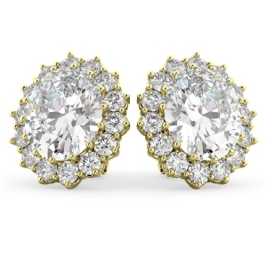 Oval Moissanite and Diamond Accented Earrings 14k Yellow Gold 10.80ctw - All