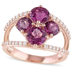 Round Pink Tourmaline and Diamond Fashion Ring 14k Rose Gold 2.75ct - All