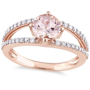 Round Morganite and Diamond Fashion Ring 14K Rose Gold 1.46ct - All