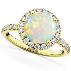 Halo Opal and Diamond Engagement Ring 14K Yellow Gold 1.80ct - All