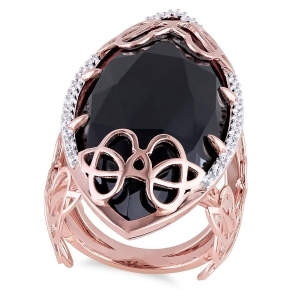 Marquise Black Onyx and Diamond Fashion Ring Pink Silver 25.30ct - All