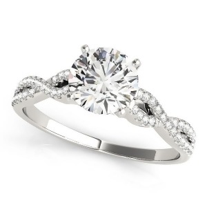 Diamond Accented Twisted Band Engagement Ring 14k White Gold 0.75ct - All